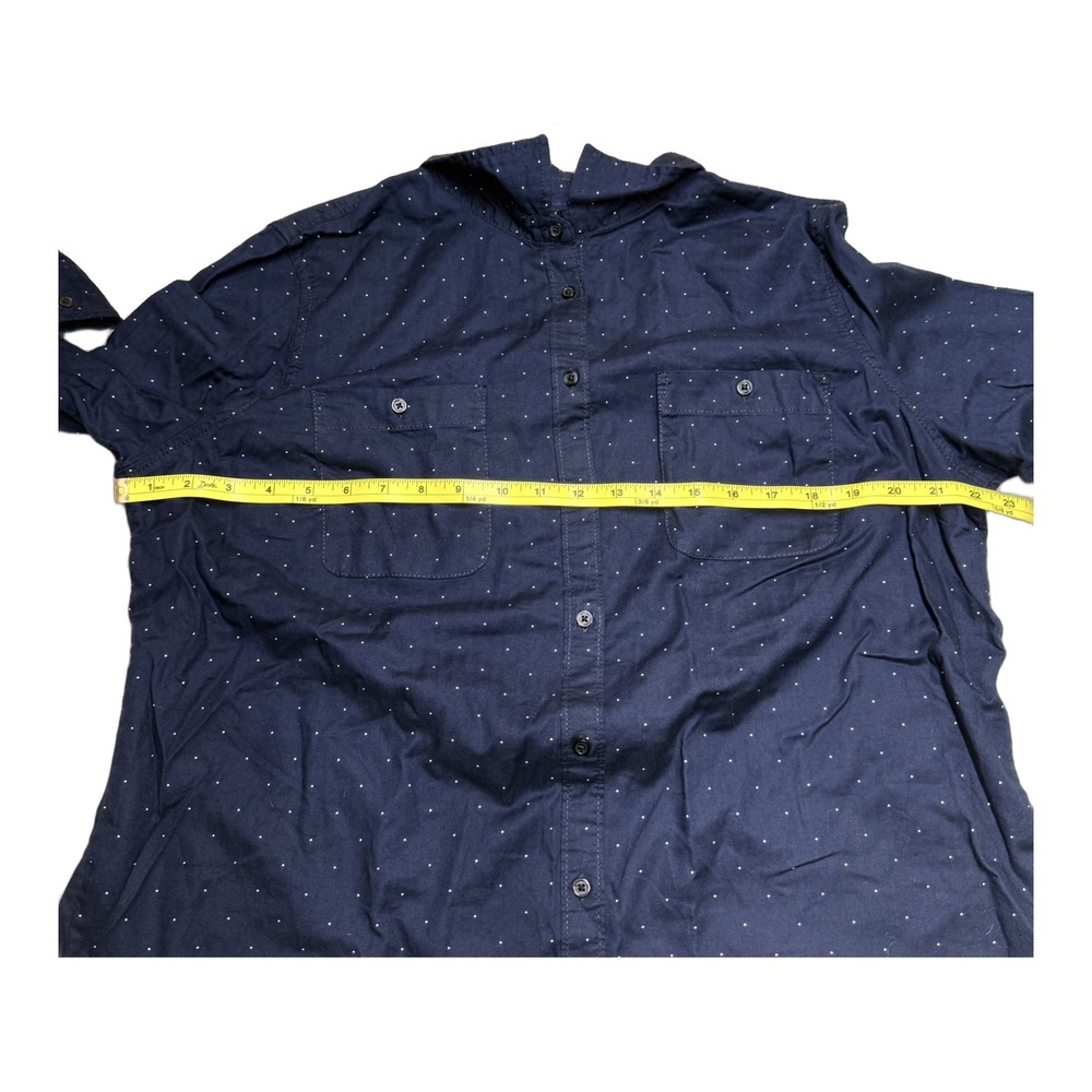 St Johns Bay Mens XL Navy Polka Dot Button Down Shirt - Picture 5 of 7